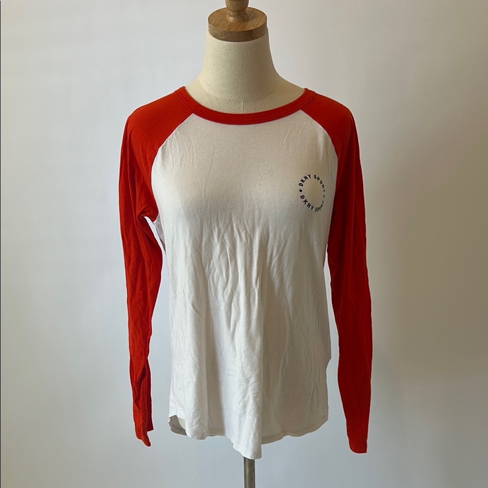 Women's Red and White Raglan Top